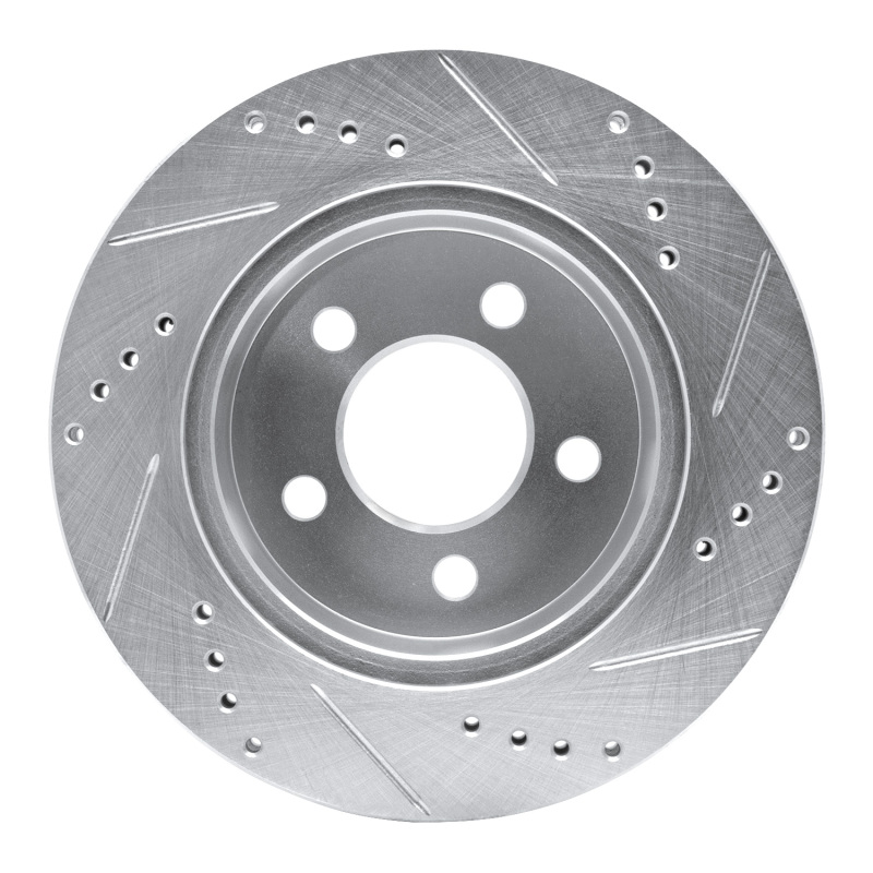 Jeep Cherokee Brake Rotor (1) - Front Left - R1 Concepts - Drilled & Slotted - Silver - `99-`06
